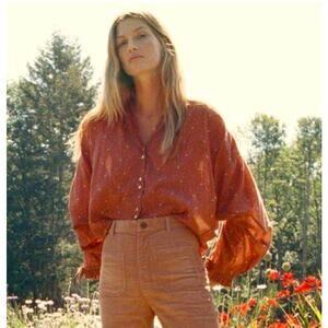 DOEN Rose Top in Tamarillo Prairie Paisley Print Rust S